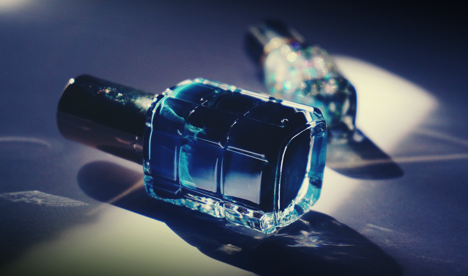 blue nail polish bottle